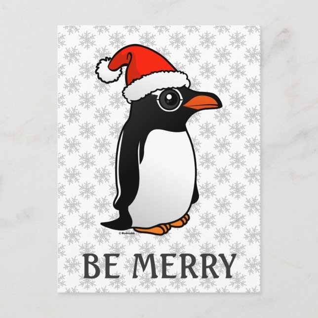 Gentoo Penguin Santa Feiertagspostkarte (Vorderseite)
