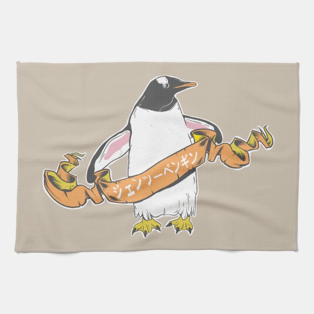 Gentoo Pinguin Japanisch schreiben Kanji Geschirrtuch (Horizontal)