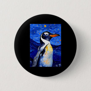 Gentoo Pinguin Sternennacht Gemälde Männer Frauen Button