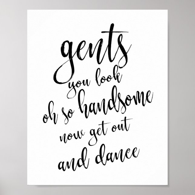 Gents Bad Schwarz und Weiß 8x10 Hochzeitszeichen Poster (Vorne)