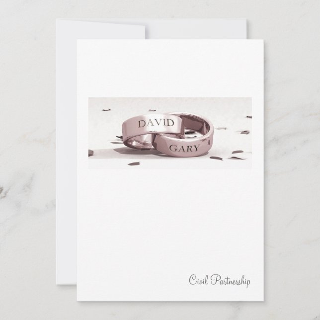 Gents Entwinned Rings - Zivile Partnerschaft Einla Einladung (Vorderseite)