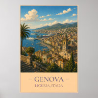 Genua, Italien – Vintage-Reiseposter