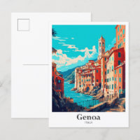 Genua Italien Vintage Travel Illustration