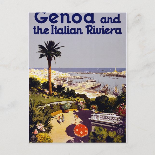 Genua und die italienische Rivera Postkarte (Vorderseite)