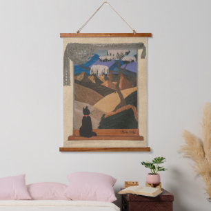 Genuale Leder- und Wildlederkunst Wandteppich Mit Holzrahmen