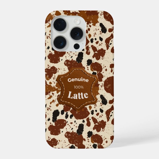 Genuine 100% Latte Cowhide Pattern | Neutral  iPhone 15 Pro Hülle (Rückseite)