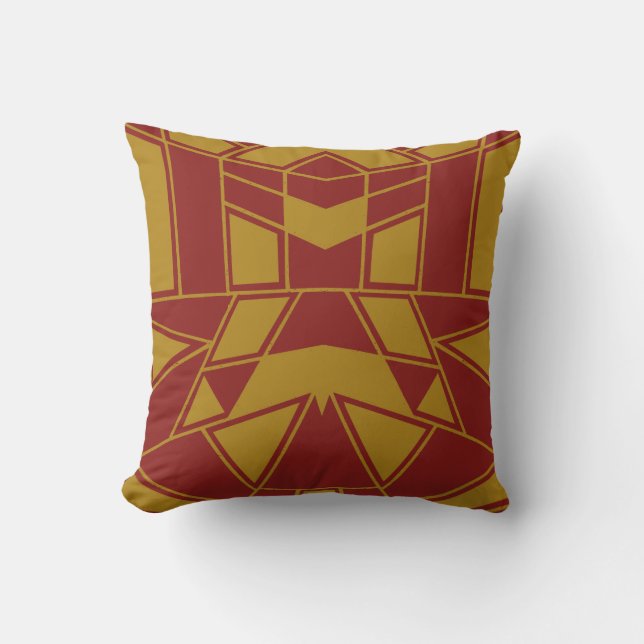 Geo #545 Gold & Red Kissen (Vorderseite)