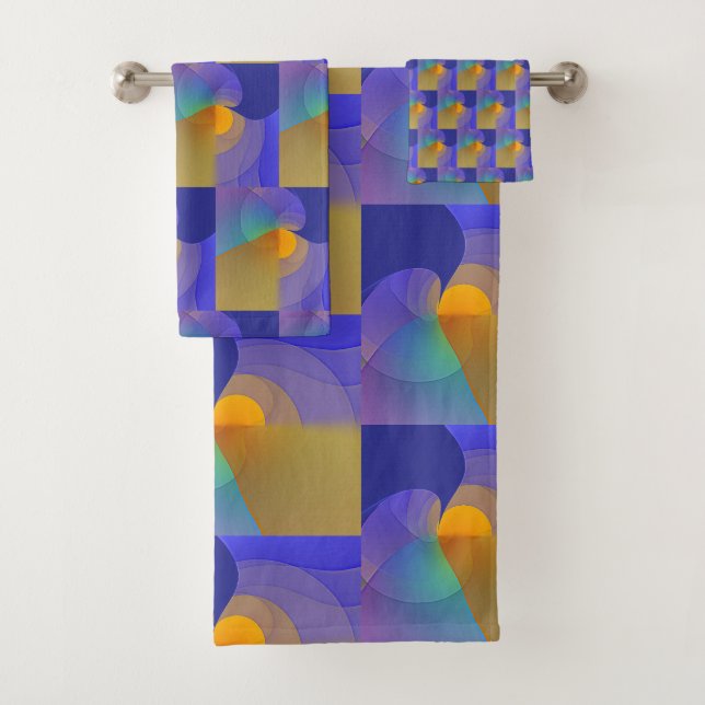 Geo Blue Reflexionen Badhandtuch Set (Insitu)