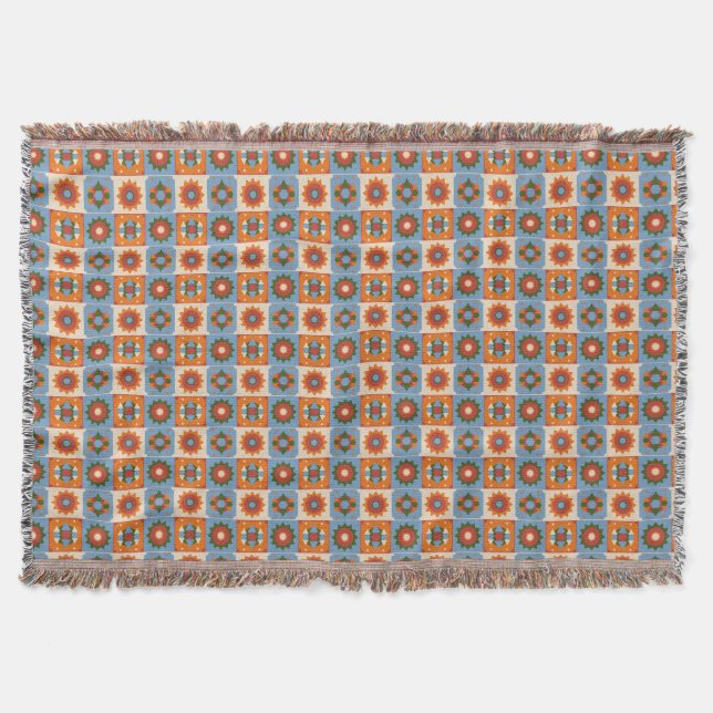 Geo-Celestial Repeat Muster Throw Blanket Decke (Vorderseite)