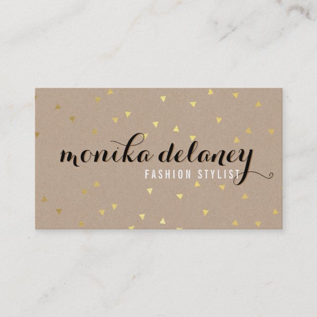 GEO CONFETTI GOLD stylish trendy coolen Kraftsack Visitenkarte (Vorderseite)