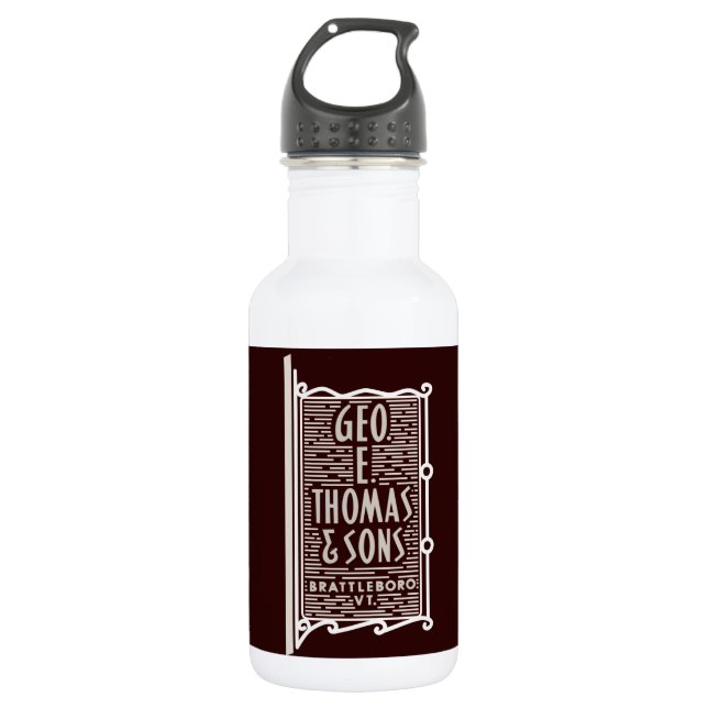 Geo. E. Thomas & Sons Brattleboro VT Logo Flasche Edelstahlflasche (Vorderseite)
