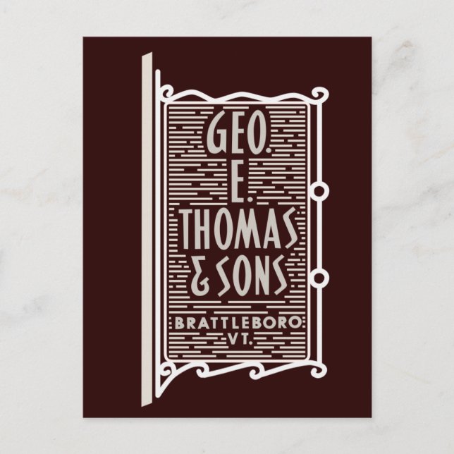 Geo. E. Thomas & Sons Brattleboro VT Logo Postkart Postkarte (Vorderseite)