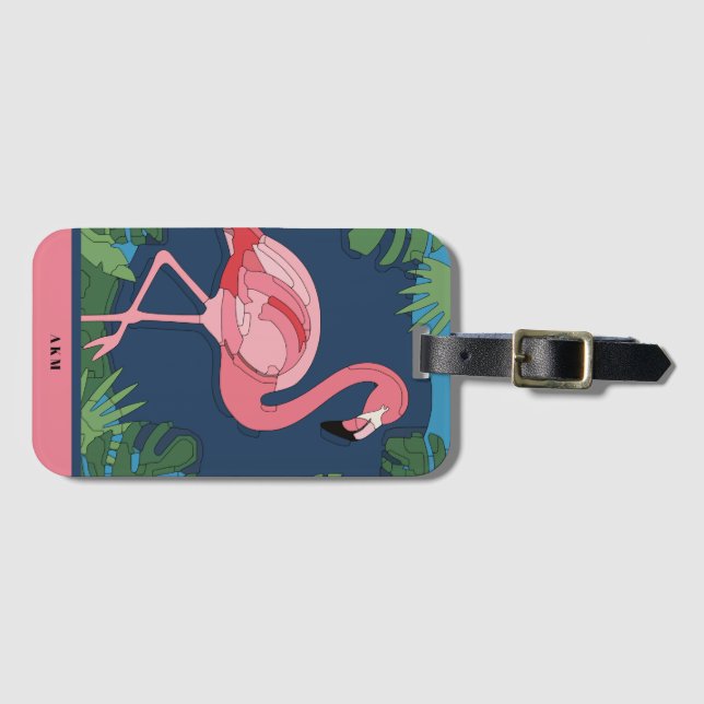 Geo Flamingo Puzzle Gepäckanhänger (Vorderseite (Horizontal))