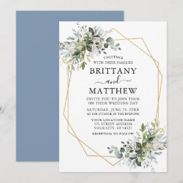 Geo Frame Wedding Dusty Blue Einladung