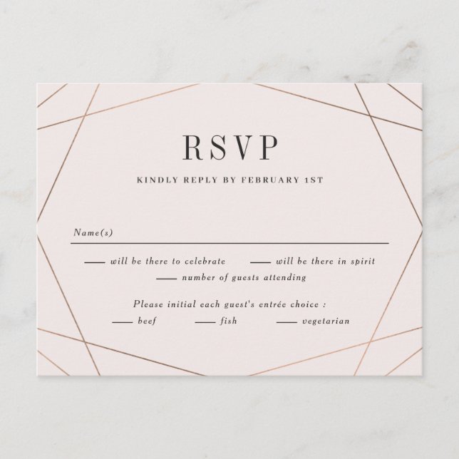 Geo Frame Wedding RSVP Antwortkarte Postkarte (Vorderseite)