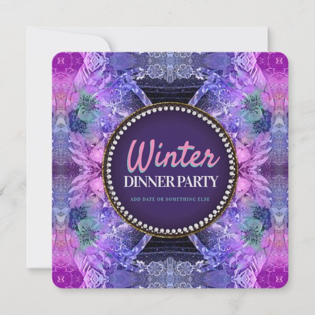 Geo Frills Lila Pink Birthday Shower Party Einladung (Vorderseite)