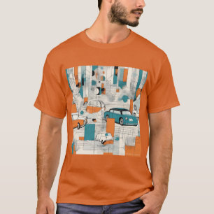 Geo Fusion: Moderner grafischer Print-T - Shirt