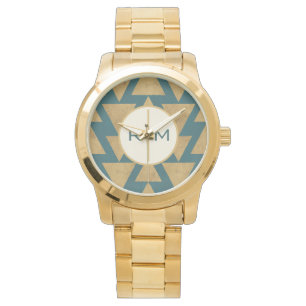 Geo Gold des Monogramm-  des Schritt-  im Freien Armbanduhr