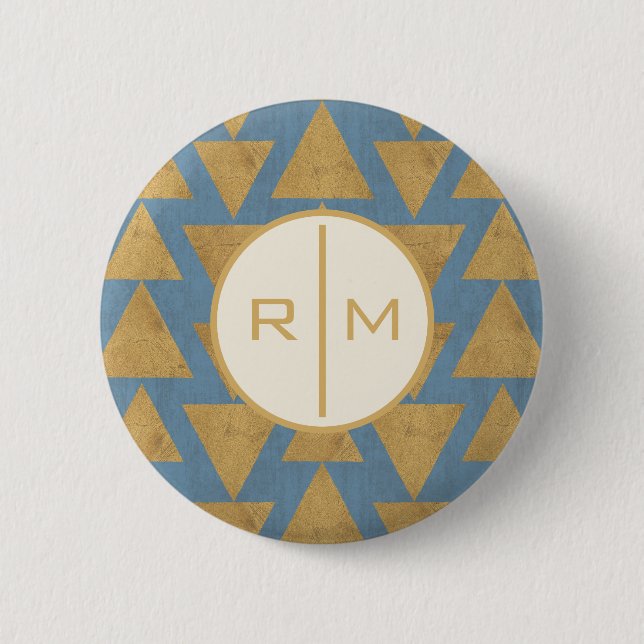 Geo Gold des Monogramm-| des Schritt-| im Freien Button (Vorderseite)