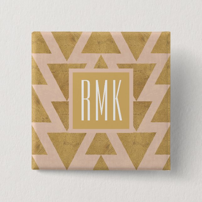 Geo Gold des Monogramm-| des Schritt-| im Freien Button (Vorderseite)