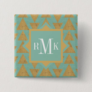 Geo Gold des Monogramm- des Schritt- im Freien Button