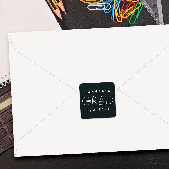 Geo Grad Modern Typography Graduation Sticker (Von Creator hochgeladen)