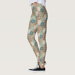 Geo im Freienxi blaues u. grünes Stammes- Muste Leggings