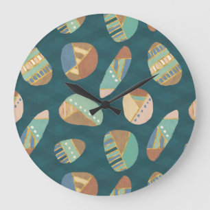 Geo im Freienxii   blaues u. grünes geometrisches Große Wanduhr