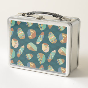 Geo im Freienxii   blaues u. grünes geometrisches Metall Brotdose