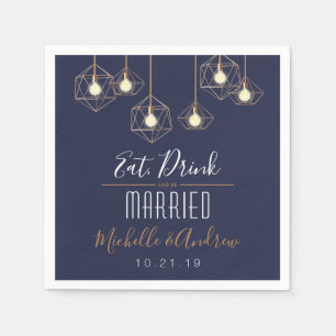 Geo Lights trinken und Verheiratet Hochzeit der Ma Serviette