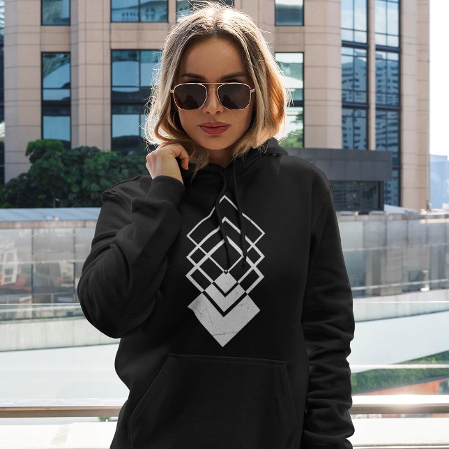 Geo Repeat Diamond Hoodie (women in stylish coolers posing on the streets of somewhere)