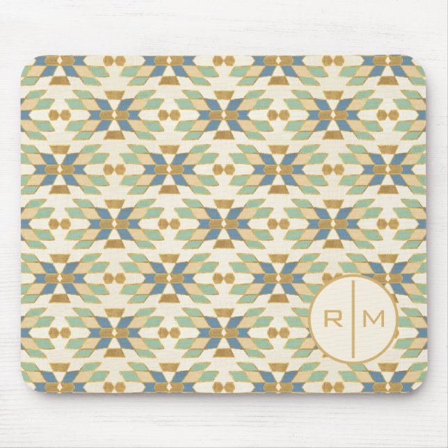 Geo Stammes- Muster des Monogramm-| des Schritt-| Mousepad (Vorne)