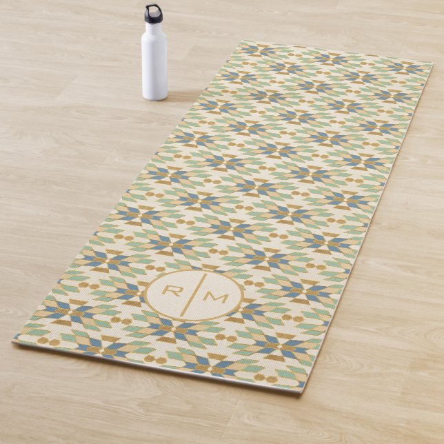 Geo Stammes- Muster des Monogramm-| des Schritt-| Yogamatte (Beispiel)