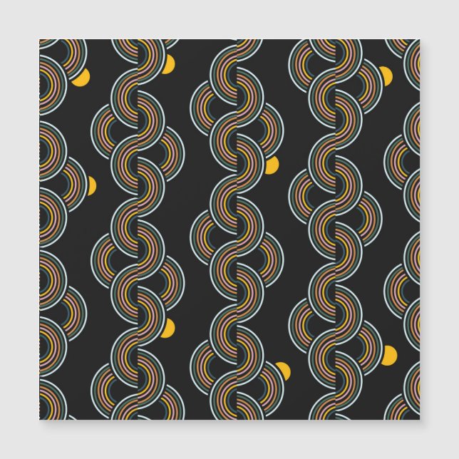Geo Stripe: Trendy Vintages Design Magnetkarte (Vorderseite)