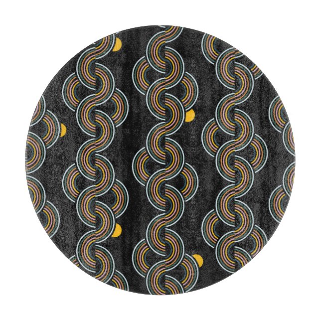 Geo Stripe: Trendy Vintages Design Schneidebrett (Vorderseite)