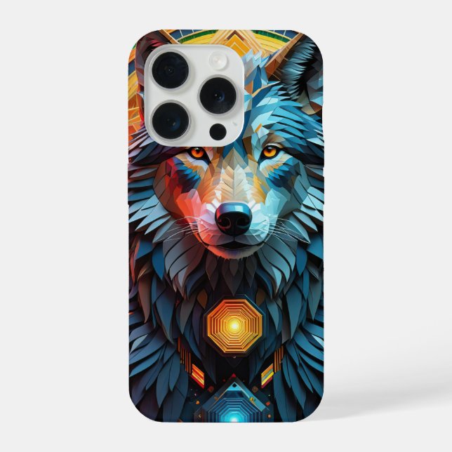 Geo Wolf iPhone 15 Pro Hülle (Rückseite)