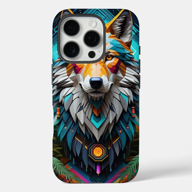 Geo Wolf iPhone 16 Pro Hülle (Rückseite)