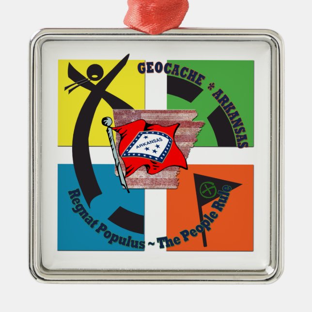 GEOCACHE ARKANSAS MOTTO-MENSCHENREGEL ORNAMENT AUS METALL (Vorne)