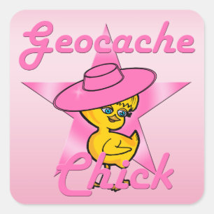 Geocache Chick #8 Quadratischer Aufkleber
