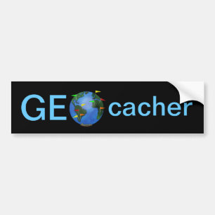 Geocacher Erde mit Flaggen Geocaching Autoaufkleber