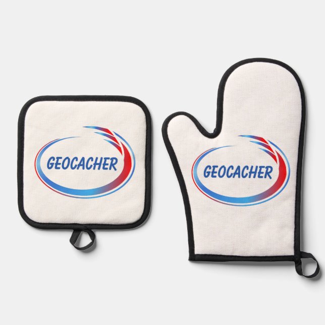 Geocacher Green Splash Ofenhandschuh & Topflappen-Set (Vorderseite)