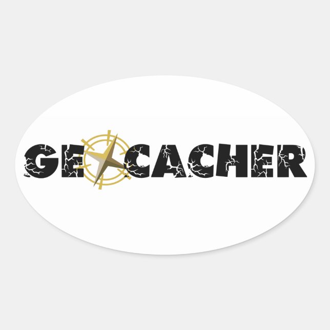 Geocacher mit Kompass Ovaler Aufkleber (Vorderseite)