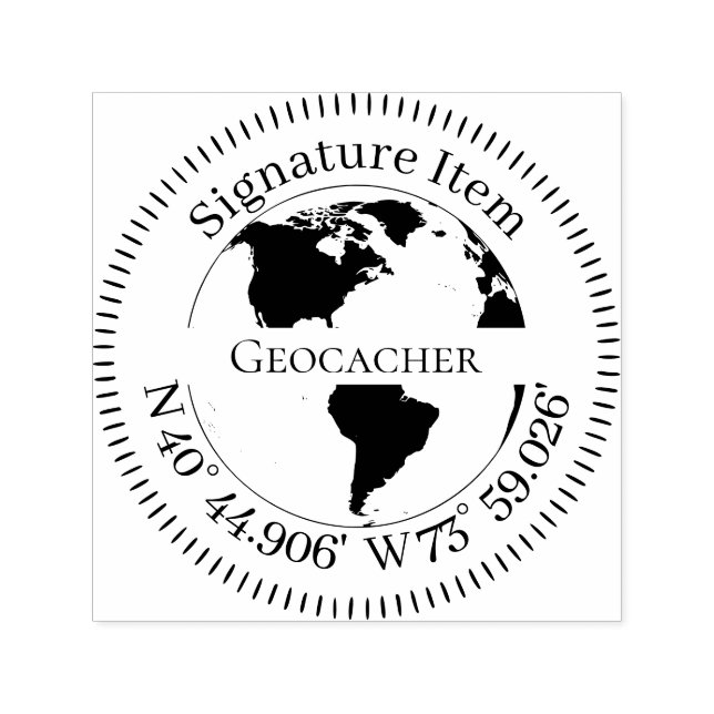 Geocacher Signature und GPS koordinieren Ticks Permastempel (Design)