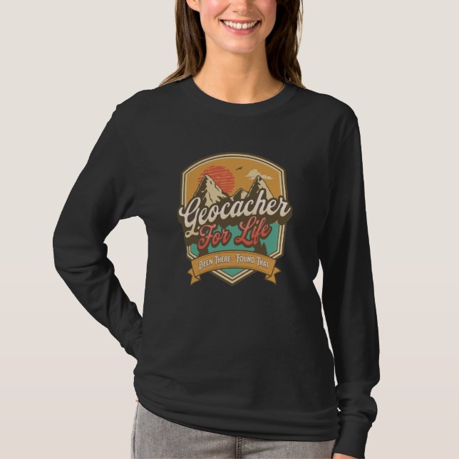 Geocaching Funny Retro Geocache Lover Geocacher Na T-Shirt (Vorderseite)