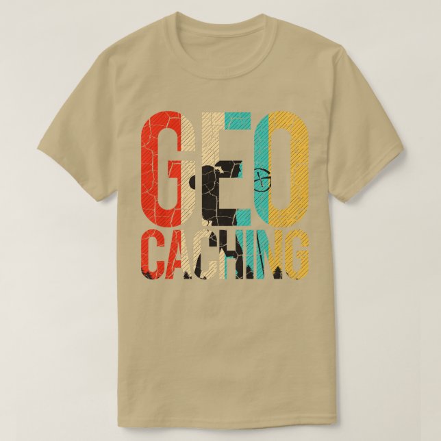 Geocaching Retro Style Geocacher Vintag Silhouett T-Shirt (Design vorne)