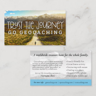 Geocaching Trail Card mit Infos für Muggles Visitenkarte