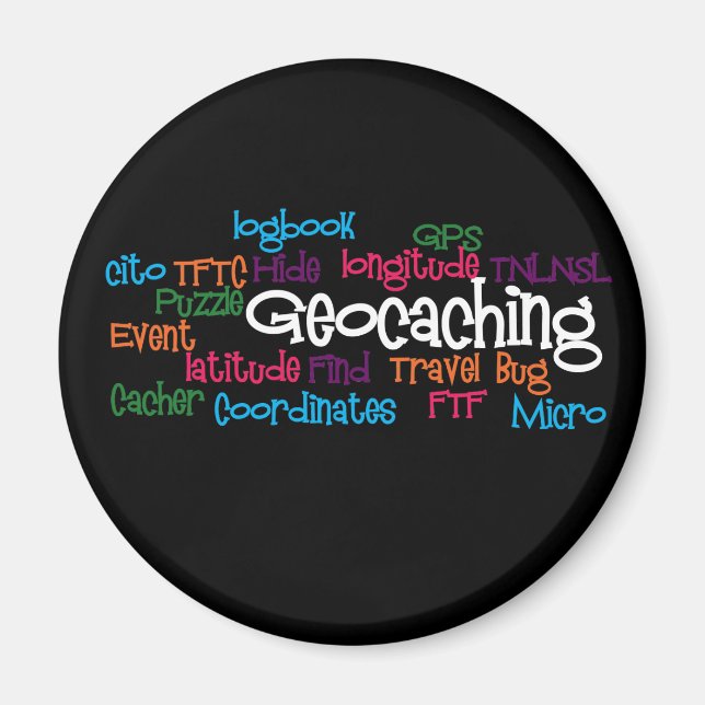 Geocaching Word Collage Magnet (Vorne)