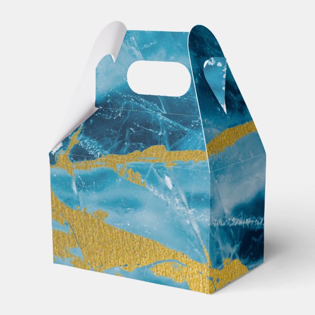 Geode Agate Gemstone Blue und Gold Geschenkschachtel (Vorderseite)