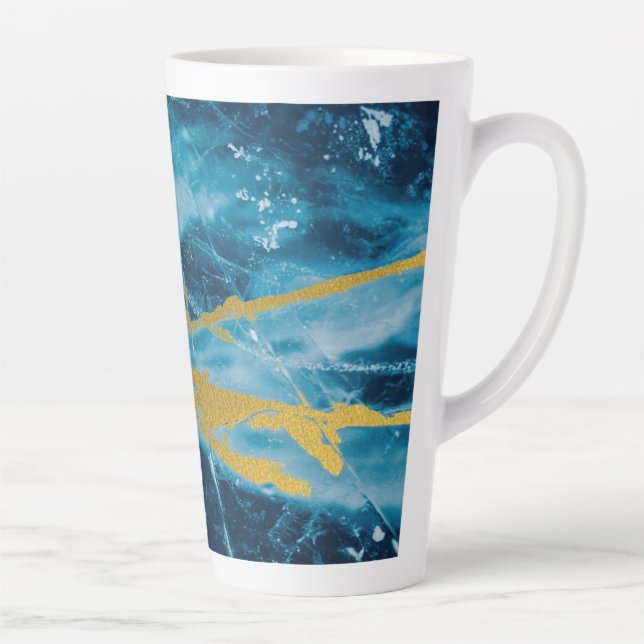 Geode Agate Gemstone Blue und Gold Milchtasse (Rechts)