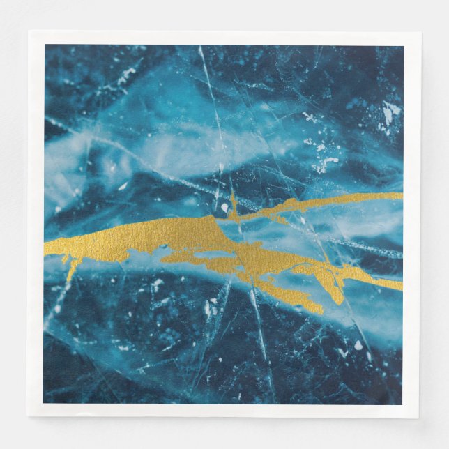 Geode Agate Gemstone Blue und Gold Serviette (Vorderseite)